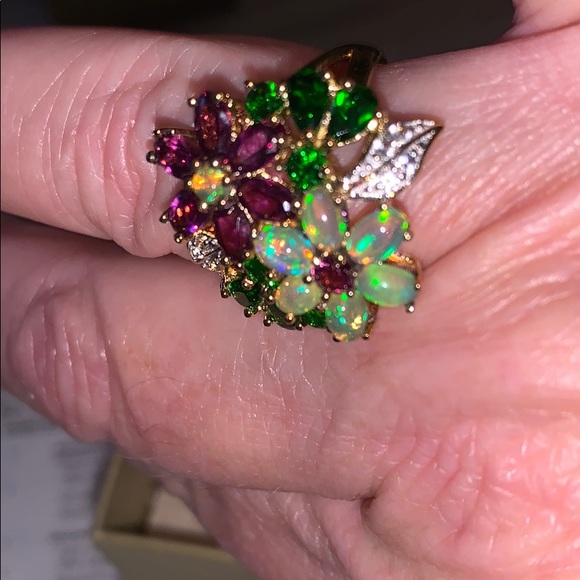 Garnet, diopside, white topaz, 5.41ctw, SS RING, 8 - Picture 6 of 7